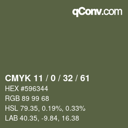 Color code: CMYK 11 / 0 / 32 / 61 | qconv.com