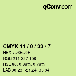 Color code: CMYK 11 / 0 / 33 / 7 | qconv.com