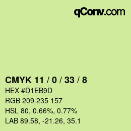 Color code: CMYK 11 / 0 / 33 / 8 | qconv.com