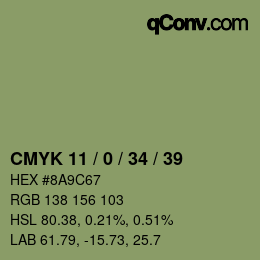 カラーコード: CMYK 11 / 0 / 34 / 39 | qconv.com