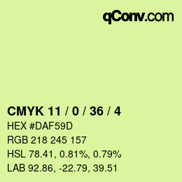 Color code: CMYK 11 / 0 / 36 / 4 | qconv.com