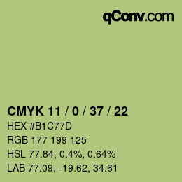 Color code: CMYK 11 / 0 / 37 / 22 | qconv.com