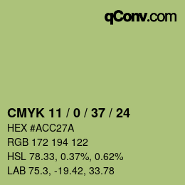 カラーコード: CMYK 11 / 0 / 37 / 24 | qconv.com