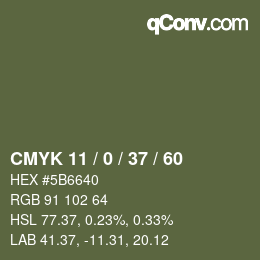 カラーコード: CMYK 11 / 0 / 37 / 60 | qconv.com