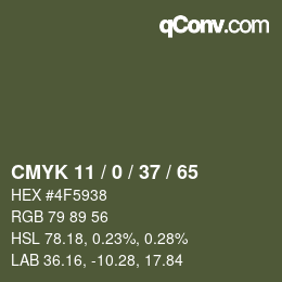 カラーコード: CMYK 11 / 0 / 37 / 65 | qconv.com