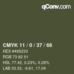 Color code: CMYK 11 / 0 / 37 / 68 | qconv.com