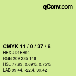 カラーコード: CMYK 11 / 0 / 37 / 8 | qconv.com