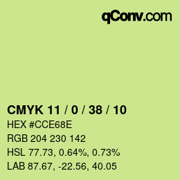 颜色代码: CMYK 11 / 0 / 38 / 10 | qconv.com