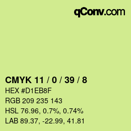 カラーコード: CMYK 11 / 0 / 39 / 8 | qconv.com