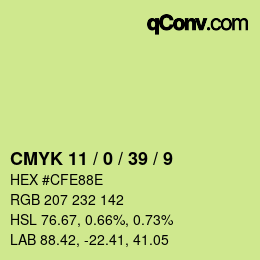 カラーコード: CMYK 11 / 0 / 39 / 9 | qconv.com