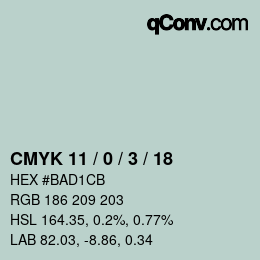 Color code: CMYK 11 / 0 / 3 / 18 | qconv.com