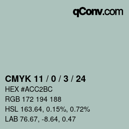 カラーコード: CMYK 11 / 0 / 3 / 24 | qconv.com