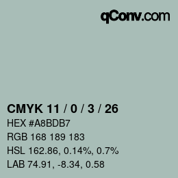 Farbcode: CMYK 11 / 0 / 3 / 26 | qconv.com