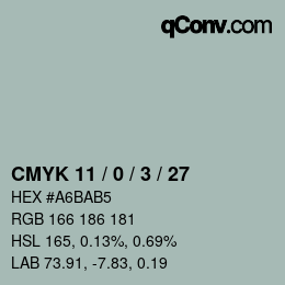 Color code: CMYK 11 / 0 / 3 / 27 | qconv.com