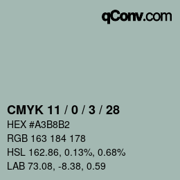 Color code: CMYK 11 / 0 / 3 / 28 | qconv.com