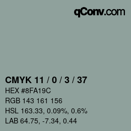 颜色代码: CMYK 11 / 0 / 3 / 37 | qconv.com