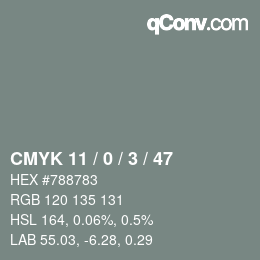 Farbcode: CMYK 11 / 0 / 3 / 47 | qconv.com
