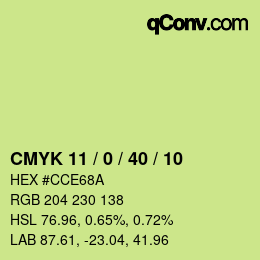 颜色代码: CMYK 11 / 0 / 40 / 10 | qconv.com