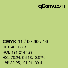 Color code: CMYK 11 / 0 / 40 / 16 | qconv.com