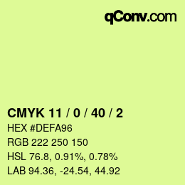 Color code: CMYK 11 / 0 / 40 / 2 | qconv.com