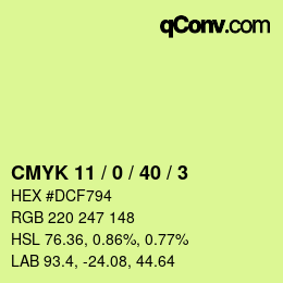 Color code: CMYK 11 / 0 / 40 / 3 | qconv.com