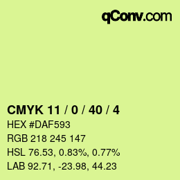 カラーコード: CMYK 11 / 0 / 40 / 4 | qconv.com