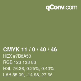 Color code: CMYK 11 / 0 / 40 / 46 | qconv.com