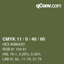 Color code: CMYK 11 / 0 / 40 / 60 | qconv.com