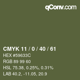 カラーコード: CMYK 11 / 0 / 40 / 61 | qconv.com
