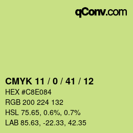 Color code: CMYK 11 / 0 / 41 / 12 | qconv.com