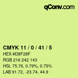 Code couleur: CMYK 11 / 0 / 41 / 5 | qconv.com