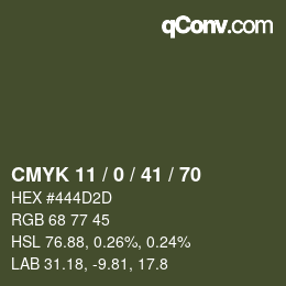 Color code: CMYK 11 / 0 / 41 / 70 | qconv.com