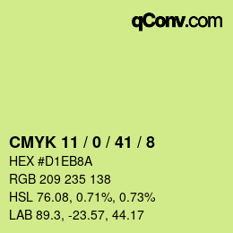 Color code: CMYK 11 / 0 / 41 / 8 | qconv.com