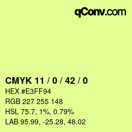 カラーコード: CMYK 11 / 0 / 42 / 0 | qconv.com