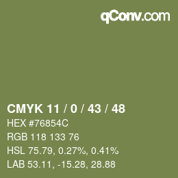 Farbcode: CMYK 11 / 0 / 43 / 48 | qconv.com
