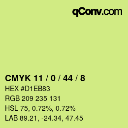 カラーコード: CMYK 11 / 0 / 44 / 8 | qconv.com