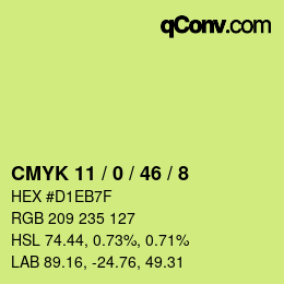 Color code: CMYK 11 / 0 / 46 / 8 | qconv.com