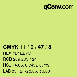 Color code: CMYK 11 / 0 / 47 / 8 | qconv.com