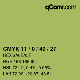 Code couleur: CMYK 11 / 0 / 49 / 27 | qconv.com