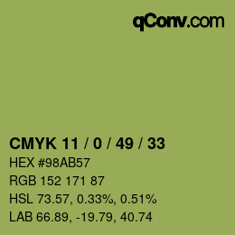 颜色代码: CMYK 11 / 0 / 49 / 33 | qconv.com