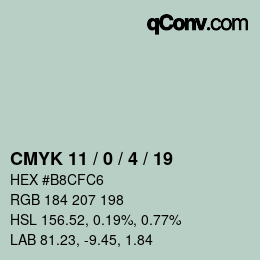 Color code: CMYK 11 / 0 / 4 / 19 | qconv.com