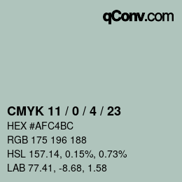 Color code: CMYK 11 / 0 / 4 / 23 | qconv.com