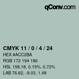 颜色代码: CMYK 11 / 0 / 4 / 24 | qconv.com
