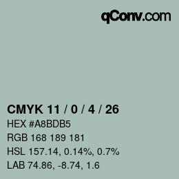 Color code: CMYK 11 / 0 / 4 / 26 | qconv.com