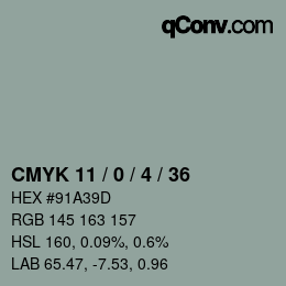 Código de color: CMYK 11 / 0 / 4 / 36 | qconv.com
