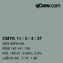 カラーコード: CMYK 11 / 0 / 4 / 37 | qconv.com