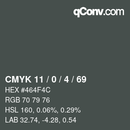 Color code: CMYK 11 / 0 / 4 / 69 | qconv.com