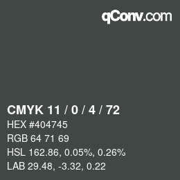 Color code: CMYK 11 / 0 / 4 / 72 | qconv.com