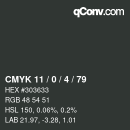 Color code: CMYK 11 / 0 / 4 / 79 | qconv.com