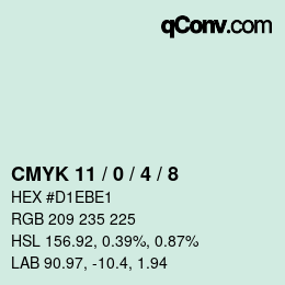 カラーコード: CMYK 11 / 0 / 4 / 8 | qconv.com